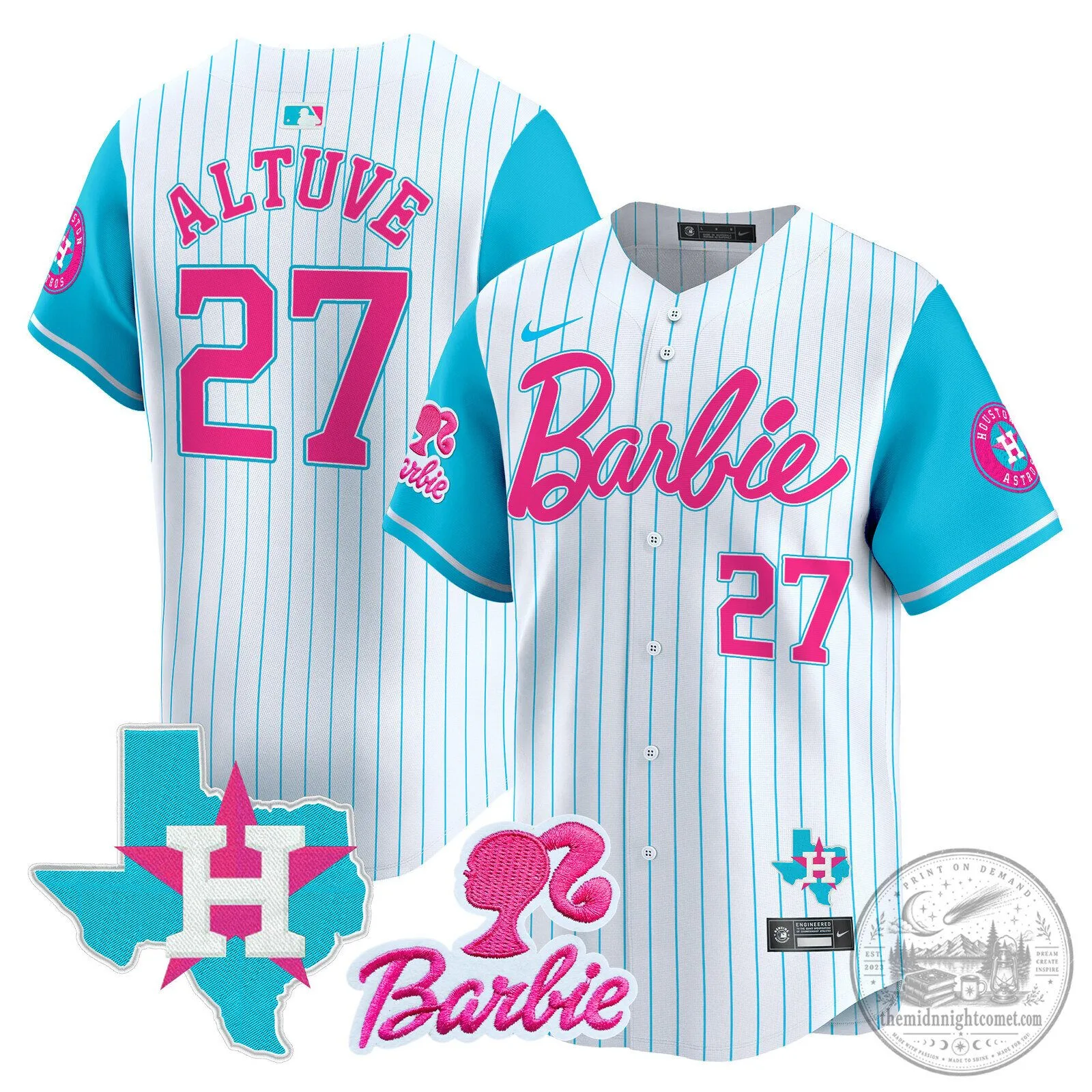 Barbie Houston Astros Baseball Pinstripe Jersey 61 Barbie Houston Astros Baseball Pinstripe Jersey