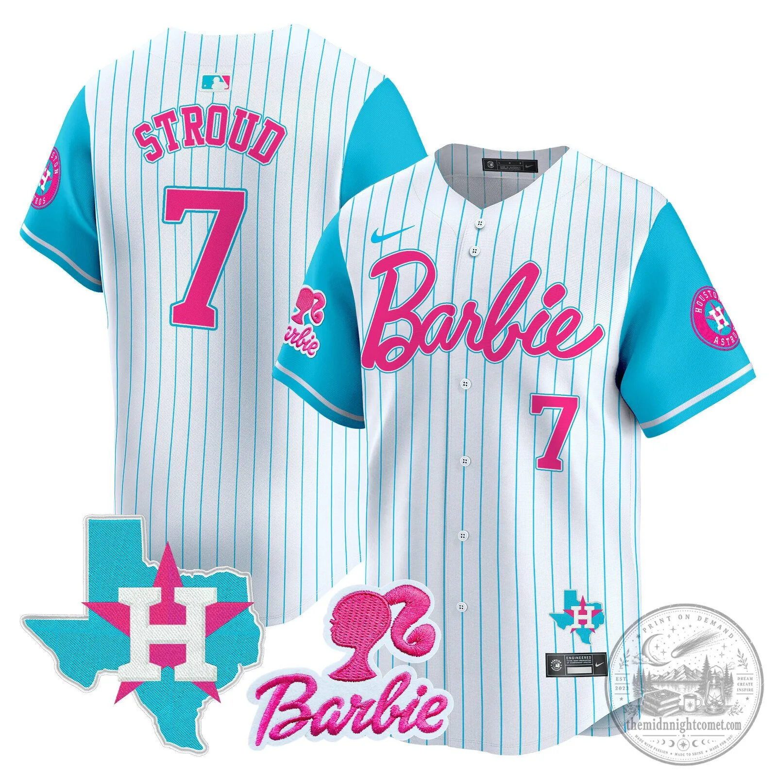 Barbie Houston Astros Baseball Pinstripe Jersey 64 Barbie Houston Astros Baseball Pinstripe Jersey