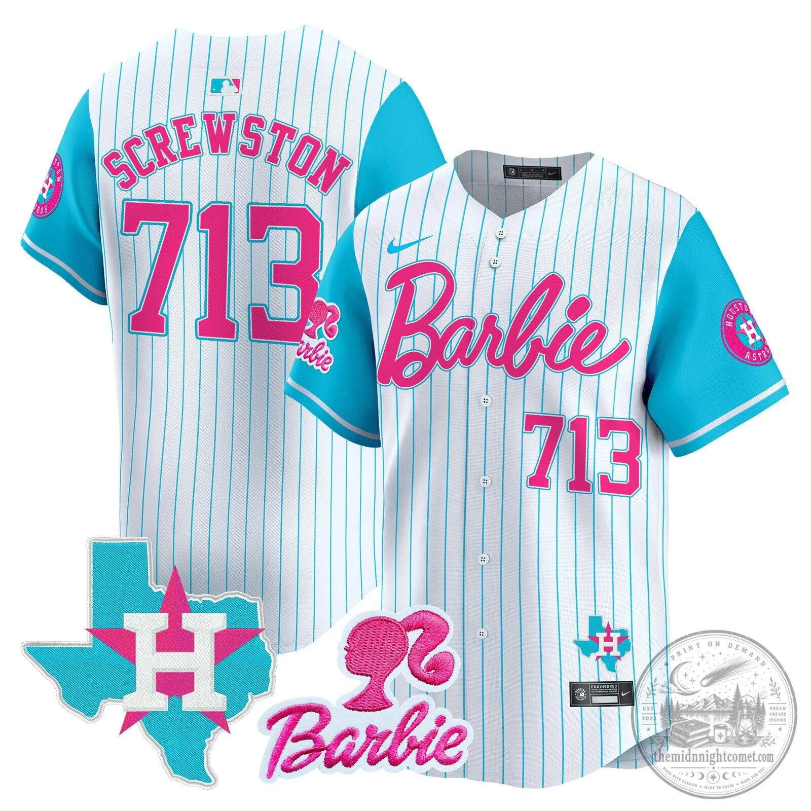 Barbie Houston Astros Baseball Pinstripe Jersey 66 Barbie Houston Astros Baseball Pinstripe Jersey