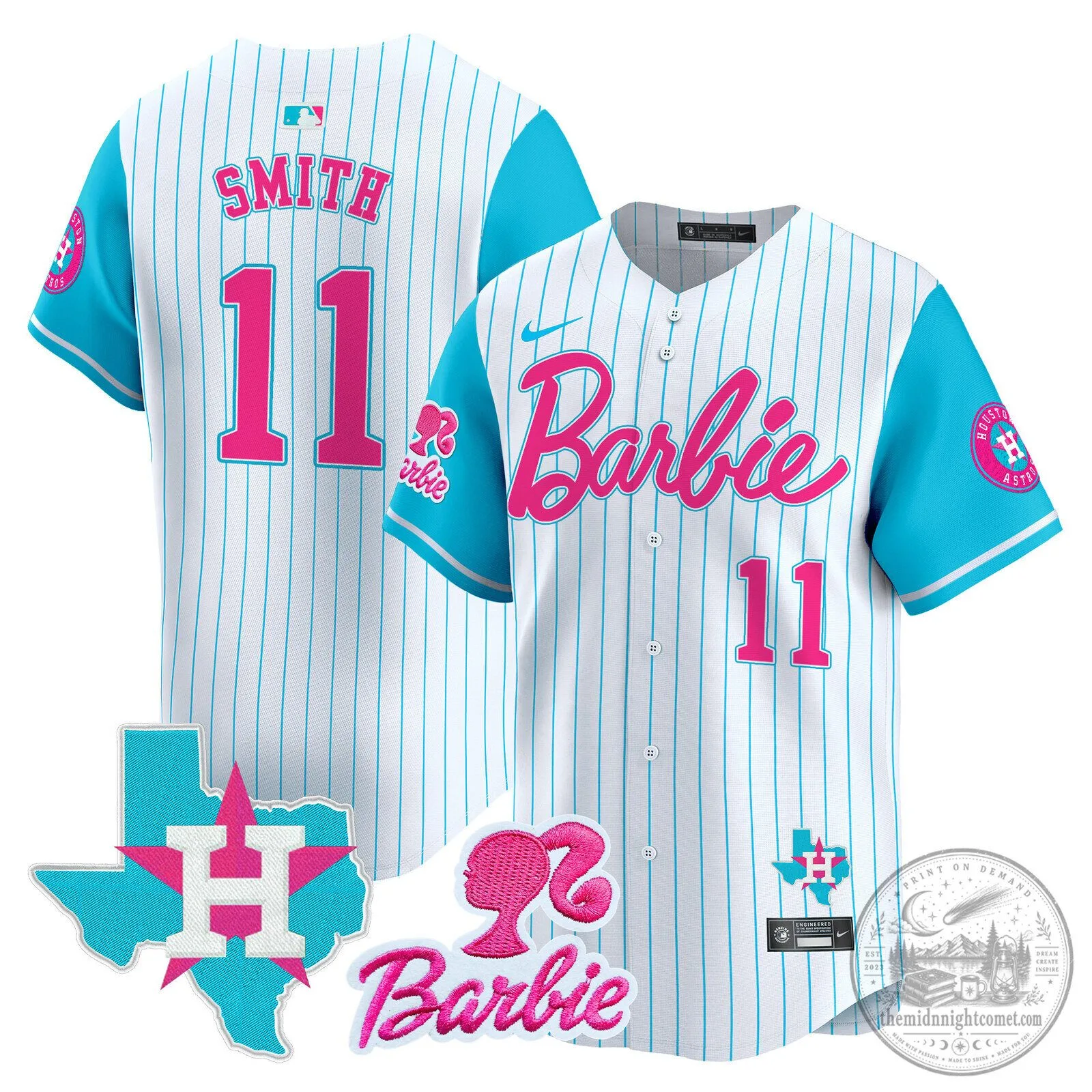 Barbie Houston Astros Baseball Pinstripe Jersey 68 Barbie Houston Astros Baseball Pinstripe Jersey