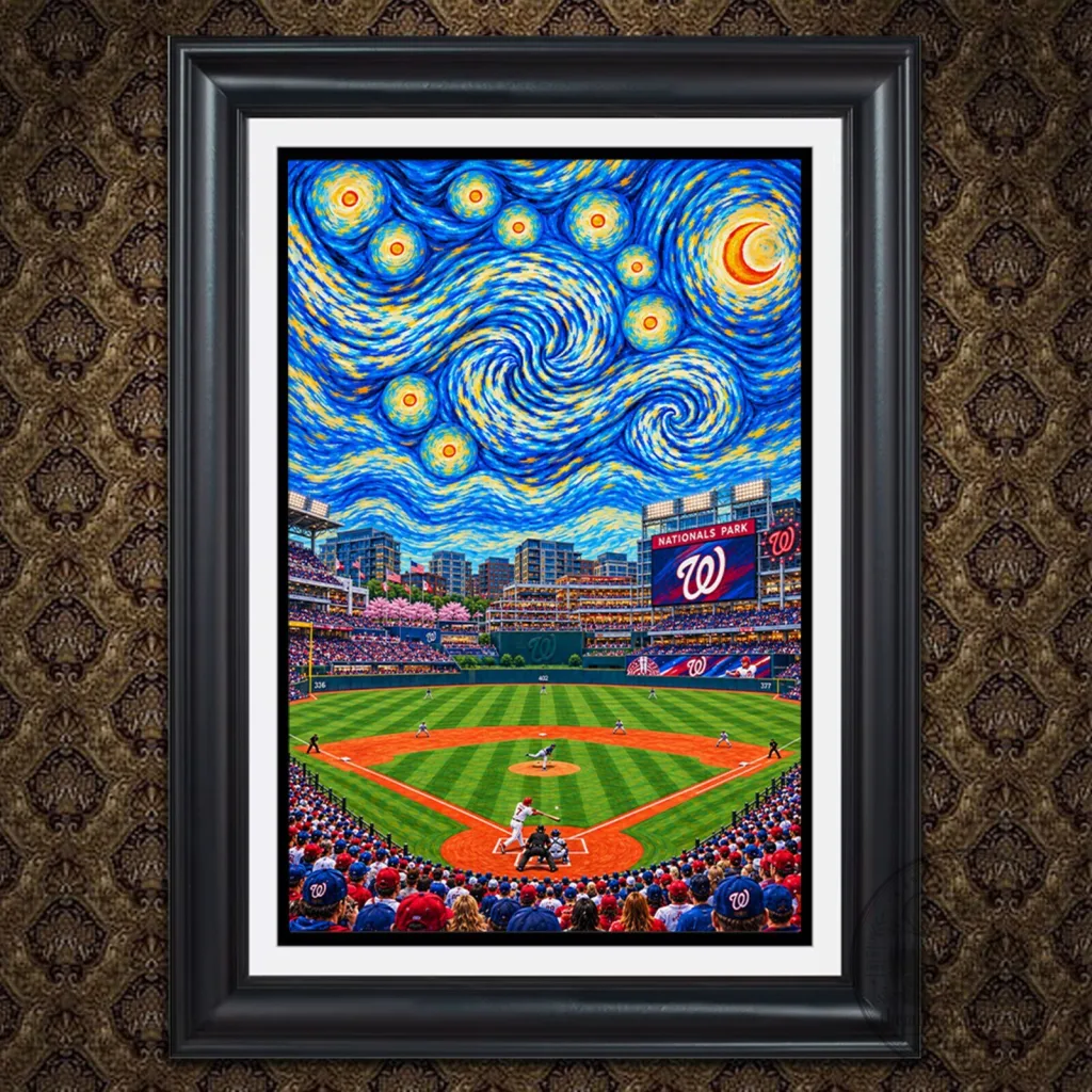 Washington Nationals Baseball Stadium Starry Night Van Gogh Style Wall Art Washington Nationals Baseball Stadium Starry Night Van Gogh Style Wall Art