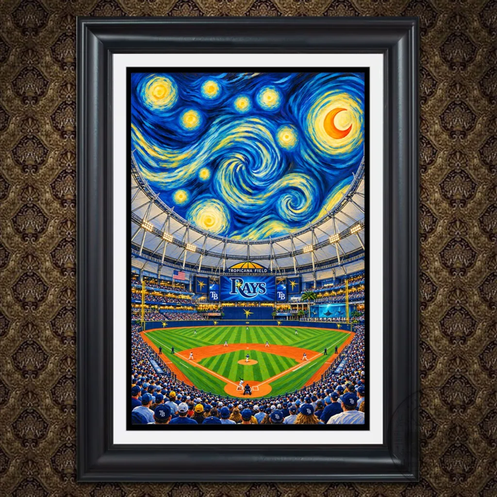 Tampa Bay Rays Tropicana Field Starry Night Baseball Stadium Fine Art Poster Tampa Bay Rays Tropicana Field Starry Night Baseball Stadium Fine Art Poster