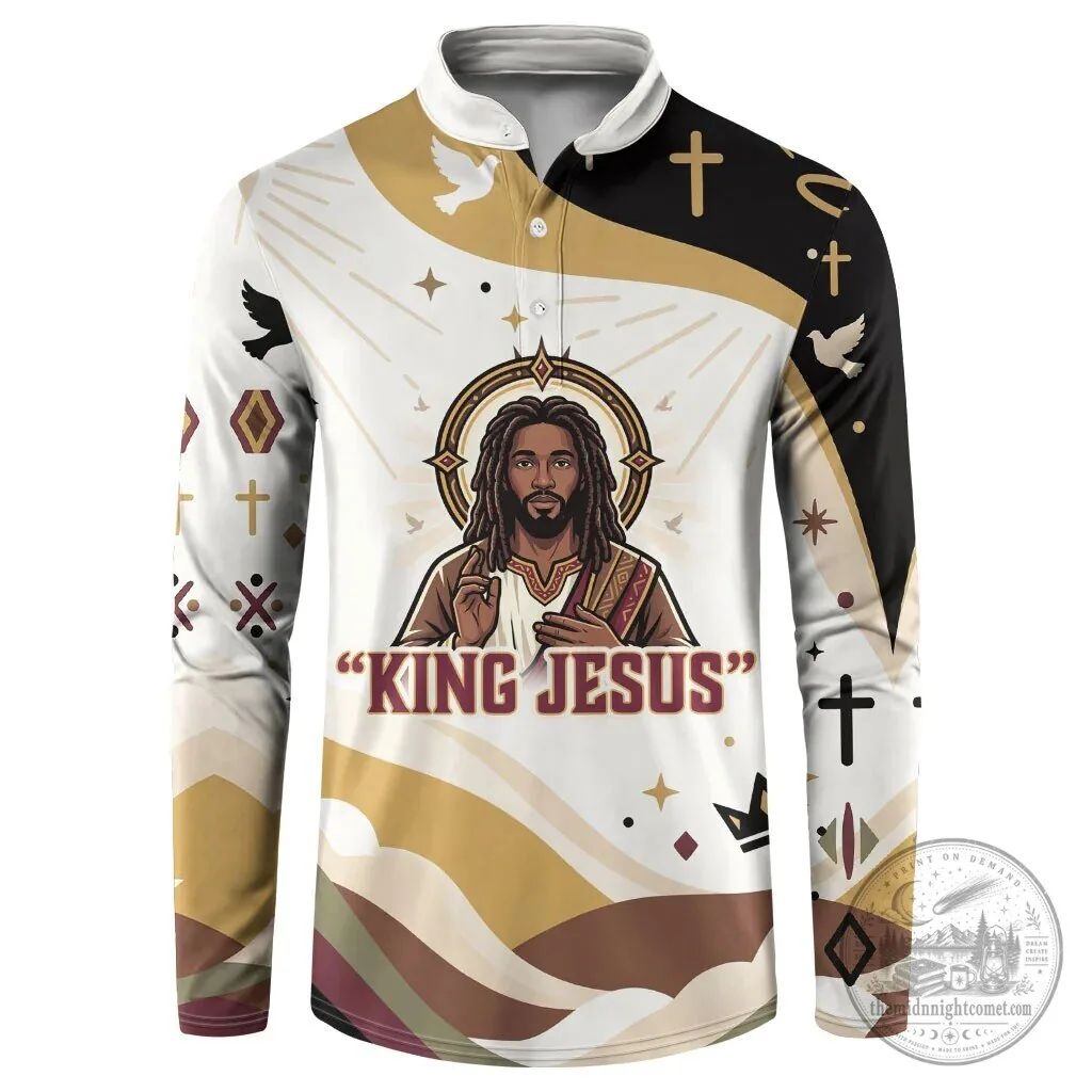King Jesus African Black Christ Religious Christian Faith Holy Cross Dove Long-Sleeve Shirt