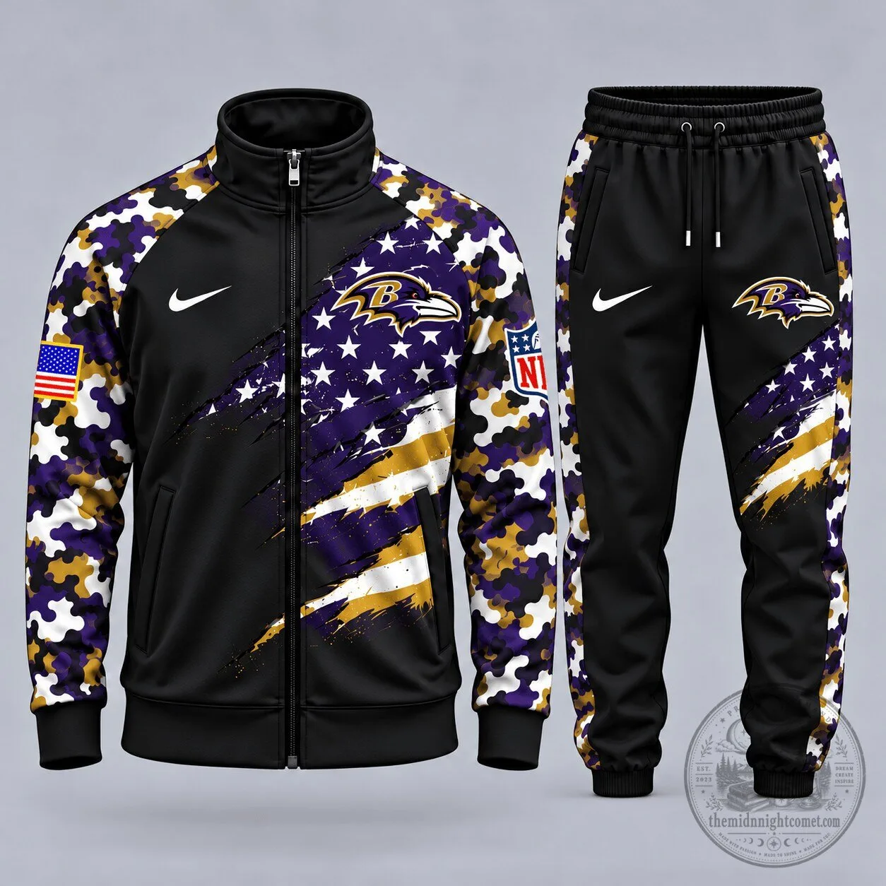 Baltimore Ravens American Flag Camouflage Full-Zip Track Jacket