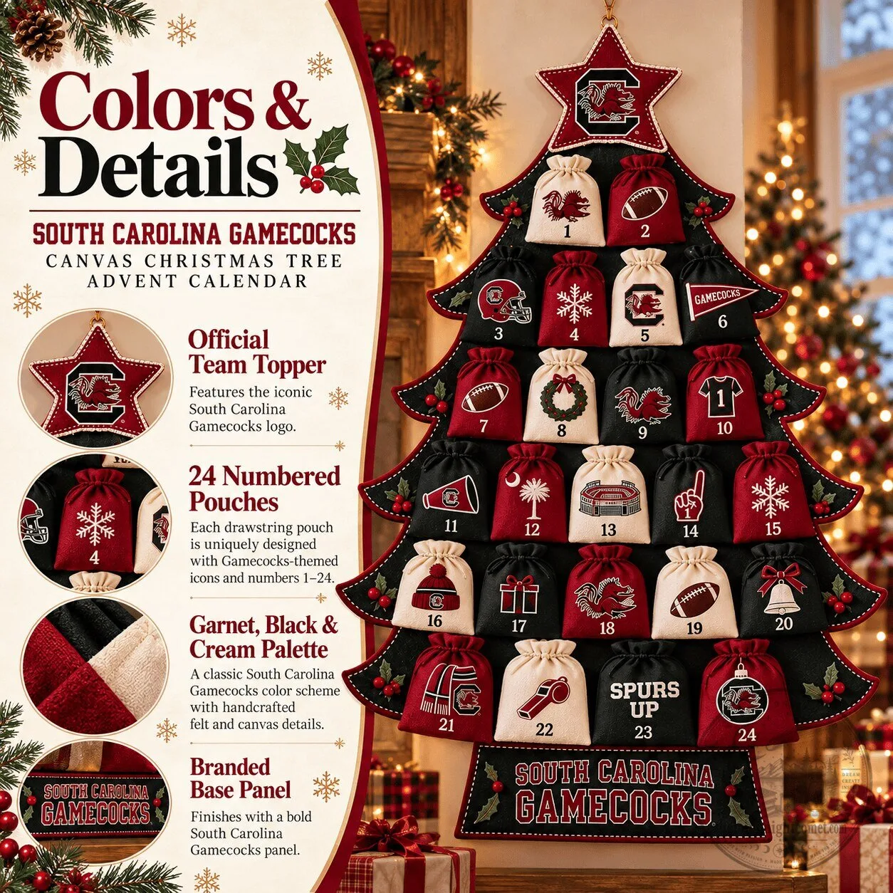 South Carolina Gamecocks Christmas Tree Advent Calendar 1 South Carolina Gamecocks Christmas Tree Advent Calendar