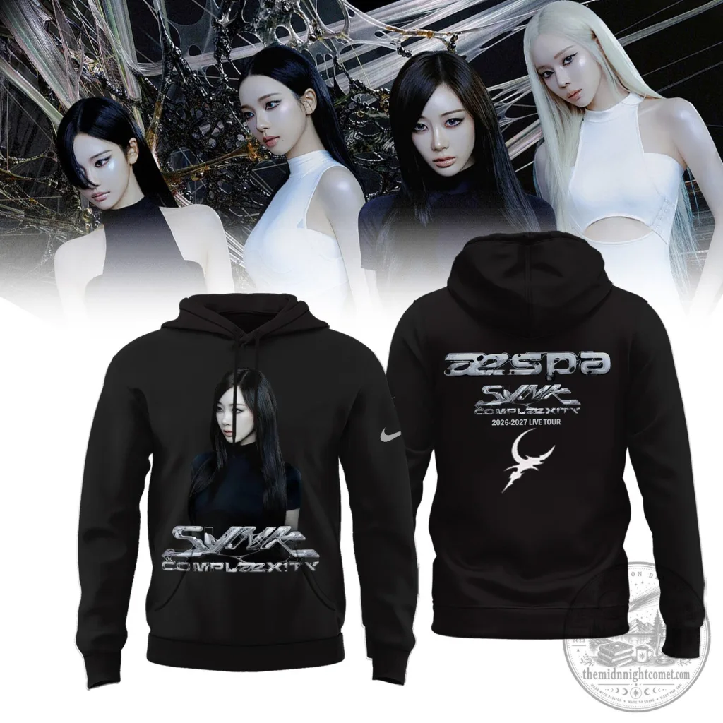 AESPA SYNK COMPLEXITY 2026-2027 Live Tour K-Pop Concert Black Hoodie AESPA SYNK COMPLEXITY 2026-2027 Live Tour K-Pop Concert Black Hoodie
